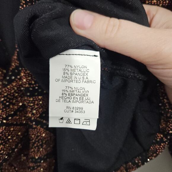 Helene Blake Sparkly Brown Crossover V-Neck Blouse Size 1x 3/4 Sleeve - Picture 8 of 8